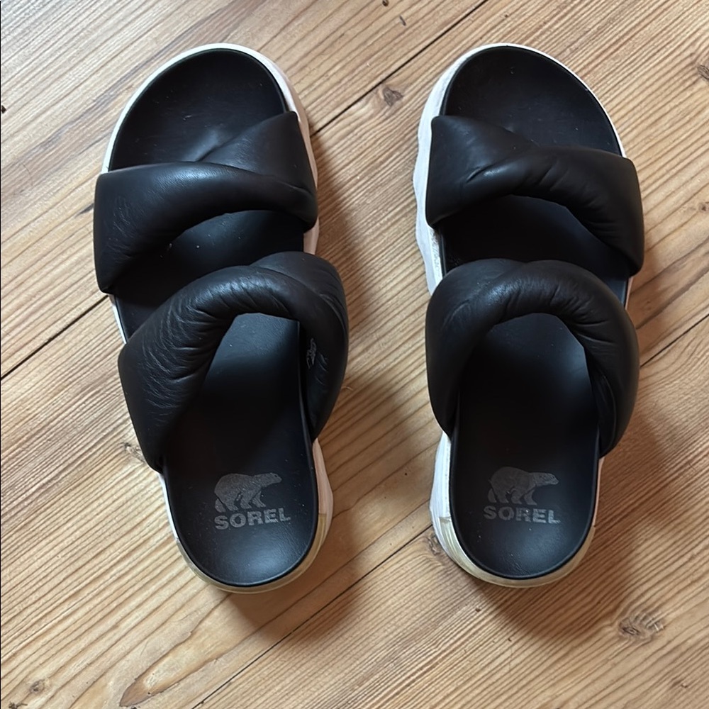 Sorel Black Slide Sandals